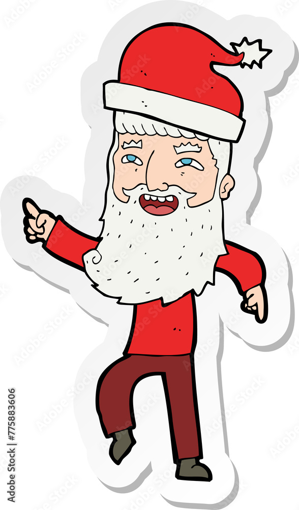 sticker of a cartoon hipster santa claus sticker of a cartoon hipster santa claus