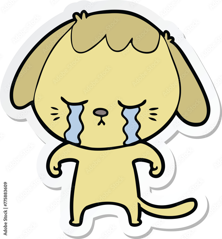 Obraz premium sticker of a cartoon crying dog