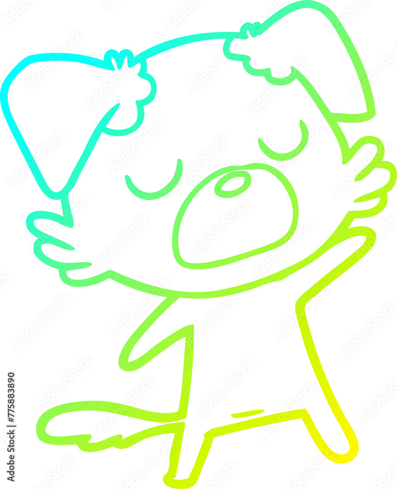 cold gradient line drawing of a cartoon dog cold gradient line drawing of a cartoon dog