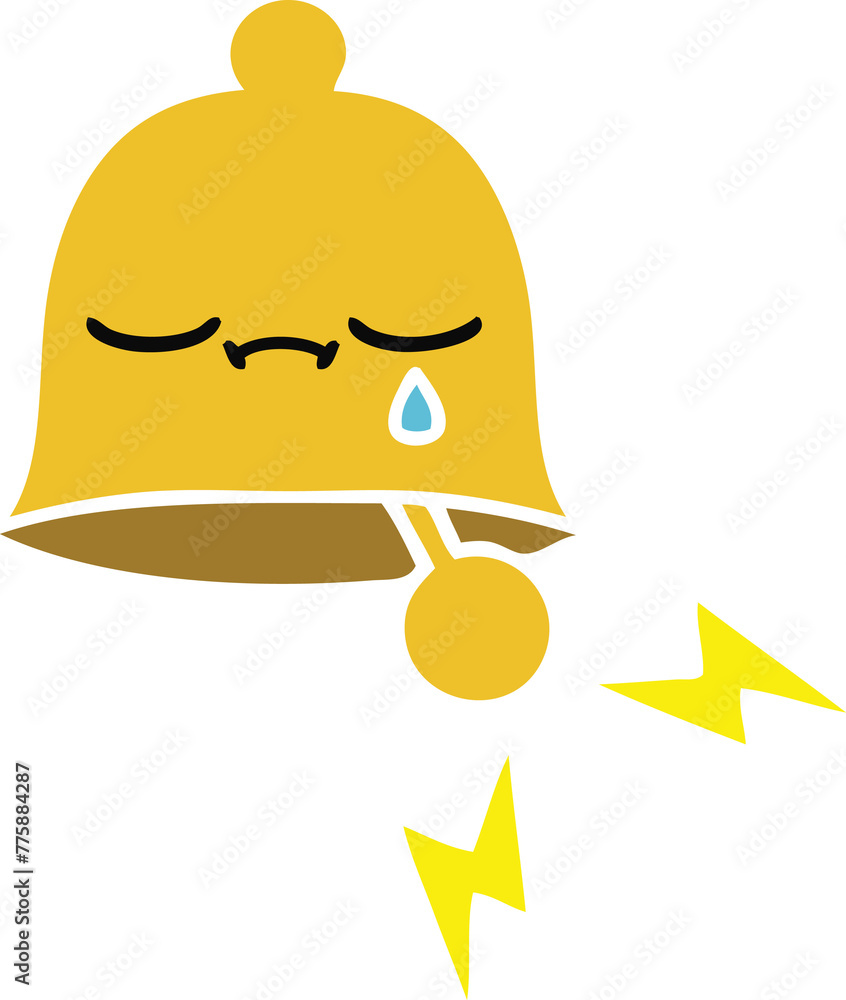 Naklejka premium flat color retro cartoon of a ringing bell