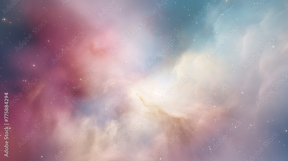 A colorful space background with a pink and blue swirl