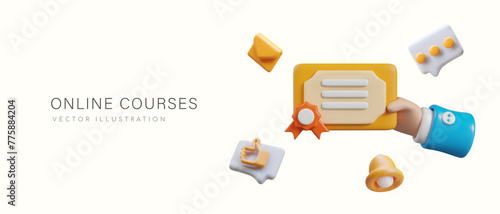 Concept of online courses. Successful distance learning. Internet lessons for adults and children