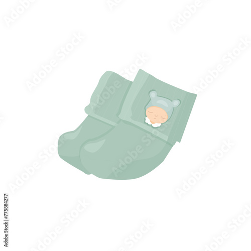 Cute green baby socks. Vector illustration
