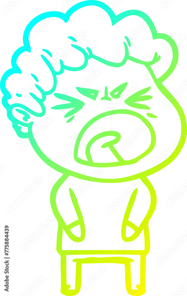 cold gradient line drawing of a cartoon furious man cold gradient line drawing of a cartoon furious man