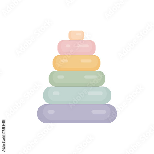 Cute children's wooden colorful pyramid. Vector illustration