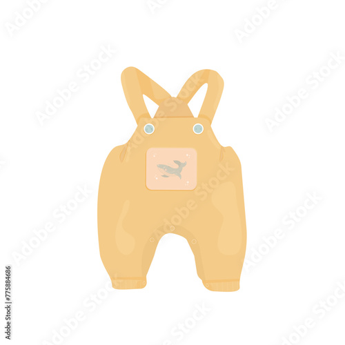 Cute orange baby overalls. Vector illustration