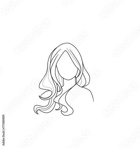 girl with long hair, faceless
