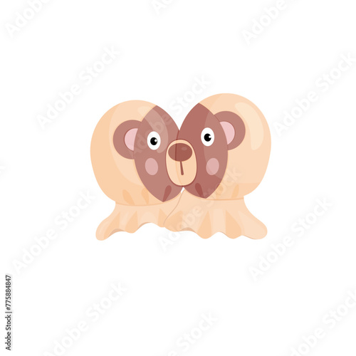 Cute mittens for baby with bear. Vector illustration