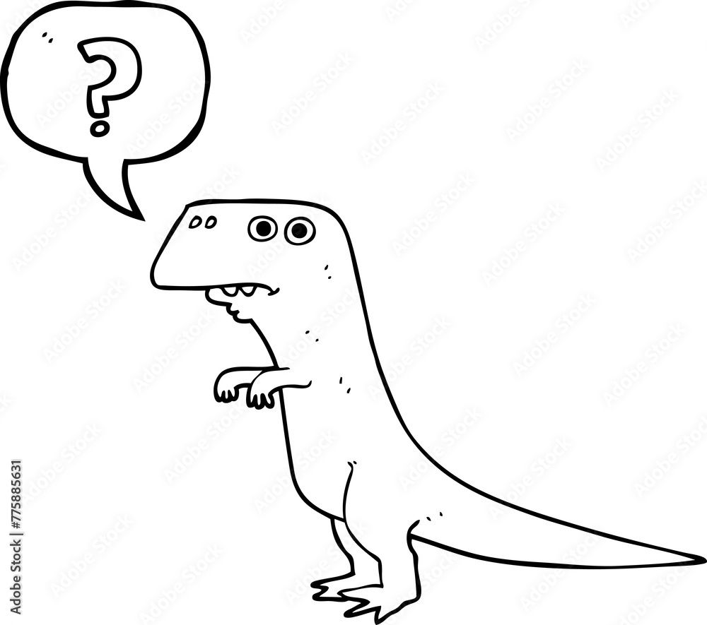 Obraz premium freehand drawn speech bubble cartoon confused dinosaur