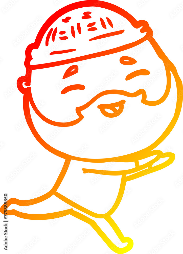 warm gradient line drawing of a cartoon happy bearded man warm gradient line drawing of a cartoon happy bearded man