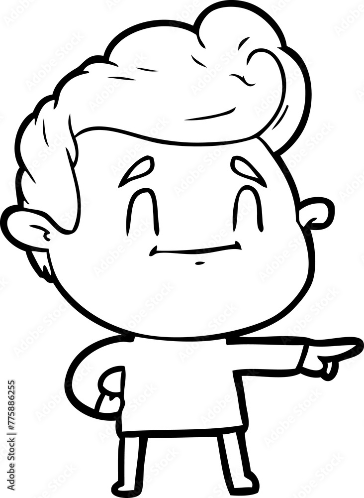 happy cartoon man pointing