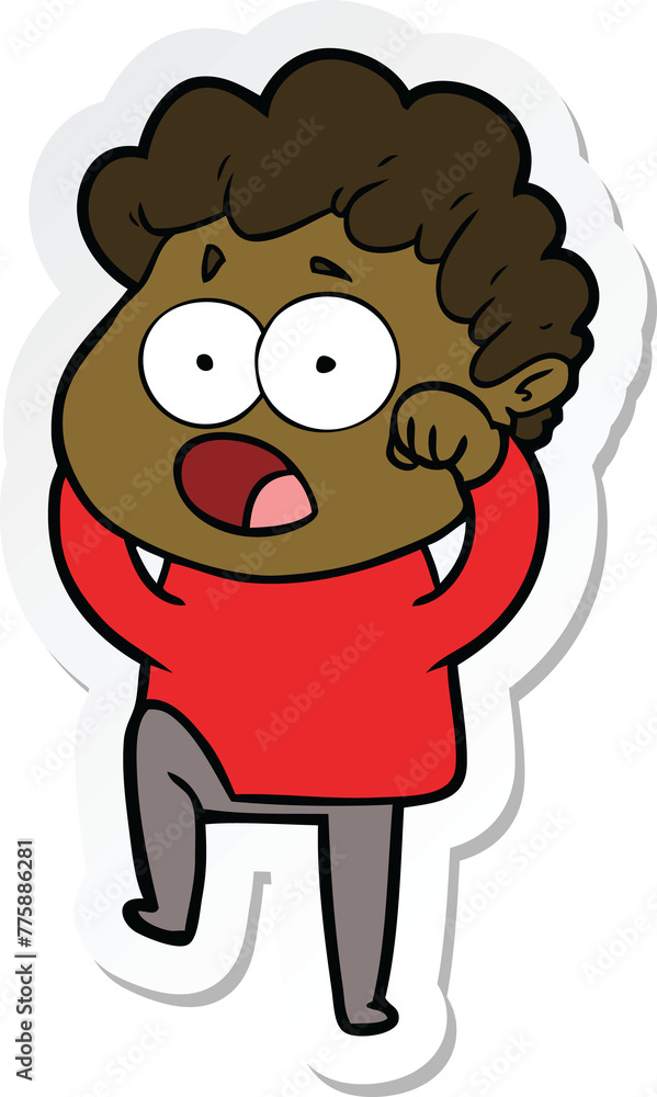 sticker of a cartoon man gasping in surprise sticker of a cartoon man gasping in surprise