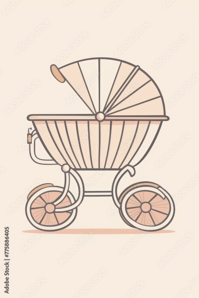 A baby carriage with a baby in a beautiful park scene. Ideal for family and parenting concepts