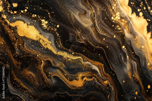 Detailed close up of black and gold marble, ideal for interior design projects