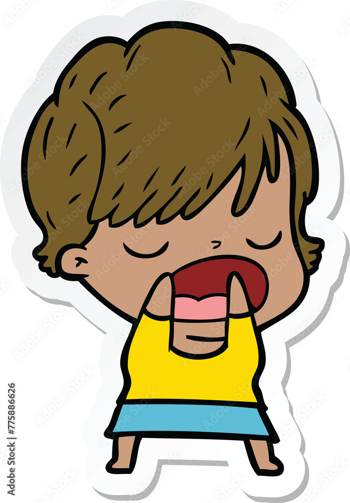 sticker of a cartoon woman talking