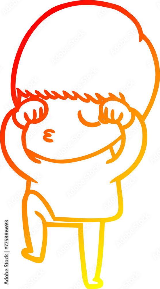 warm gradient line drawing of a cartoon calm boy warm gradient line drawing of a cartoon calm boy