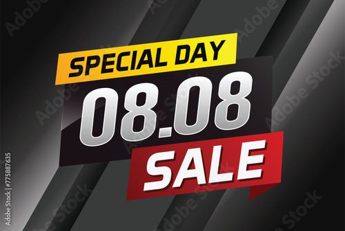 8.8 Special day sale word concept vector illustration with ribbon and 3d style for use landing page, template, ui, web, mobile app, poster, banner, flyer, background, gift card, coupon

