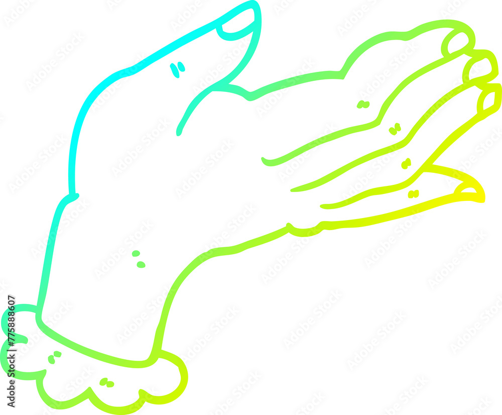 cold gradient line drawing of a cartoon hand cold gradient line drawing of a cartoon hand