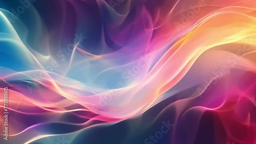 Abstract colorful smoke waves on a blue background photo