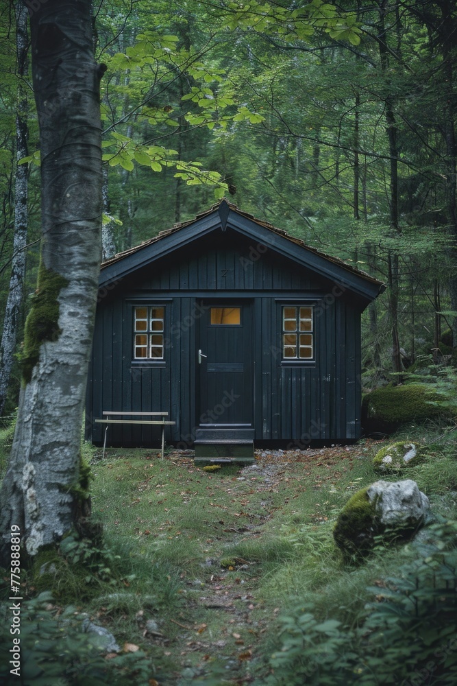 A cozy cabin nestled in the forest, perfect for a peaceful getaway. Ideal for nature and travel concepts. A cozy cabin nestled in the forest, perfect for a peaceful getaway. Ideal for nature and travel concepts.