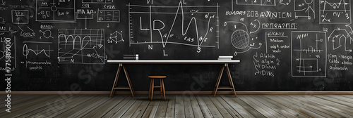 Echoing the Essence of Science: A Chalkboard With The LR Equation & Related Mathematical Concepts photo