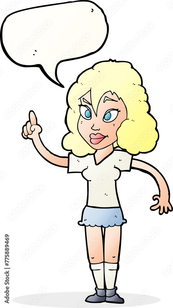 cartoon pretty woman with idea with speech bubble cartoon pretty woman with idea with speech bubble