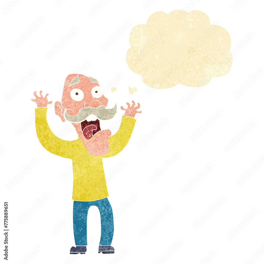 cartoon old man getting a fright with thought bubble cartoon old man getting a fright with thought bubble