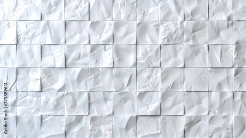 Detailed close up of a white tile wall, perfect for architectural backgrounds