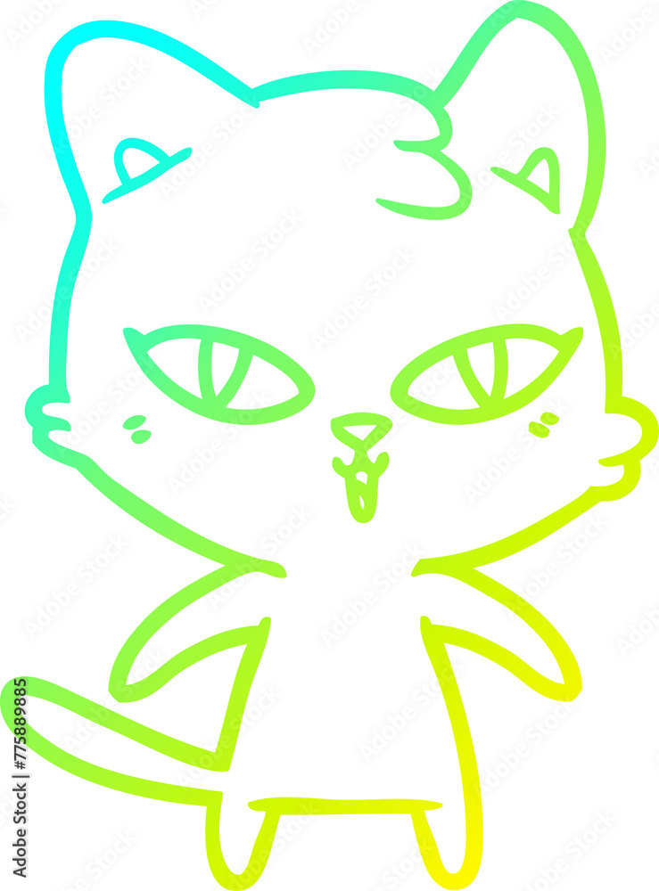 cold gradient line drawing of a cartoon cat cold gradient line drawing of a cartoon cat