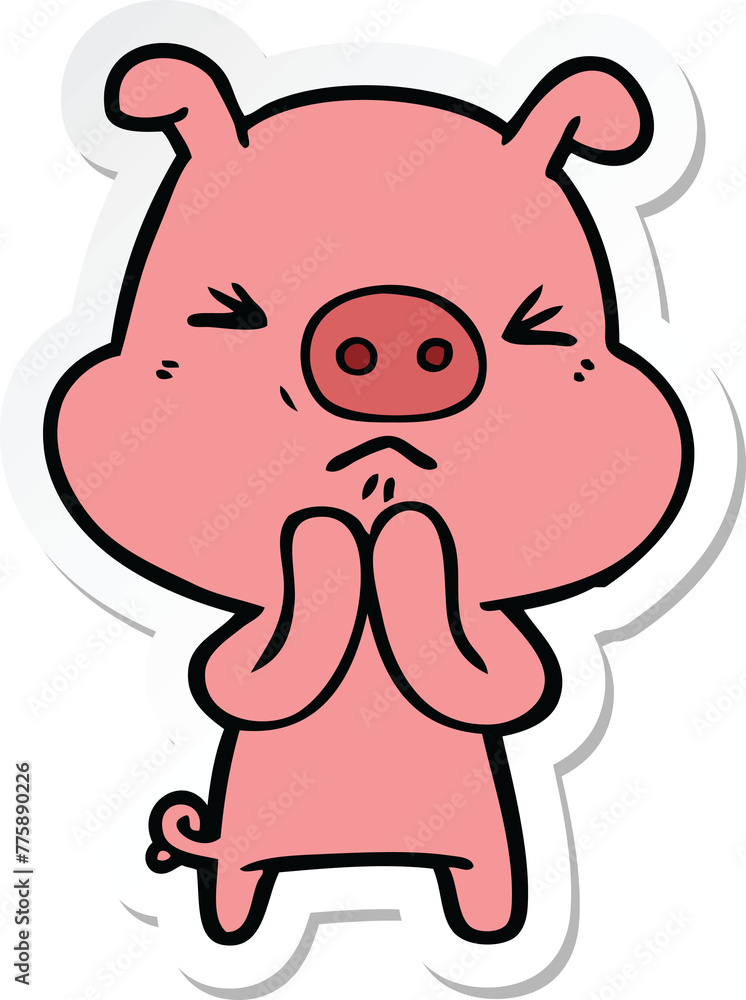 sticker of a cartoon grumpy pig sticker of a cartoon grumpy pig