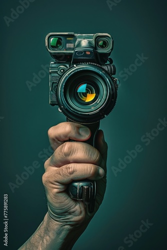 A person holding a camera. Suitable for photography concepts