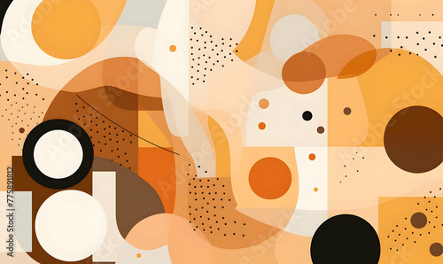 brown nirmana Abstract flat color handrawn doodle geometric shapes background photo