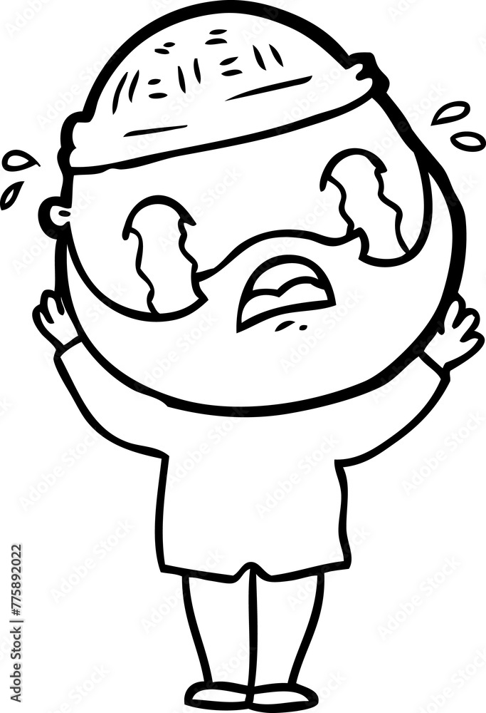 cartoon bearded man crying