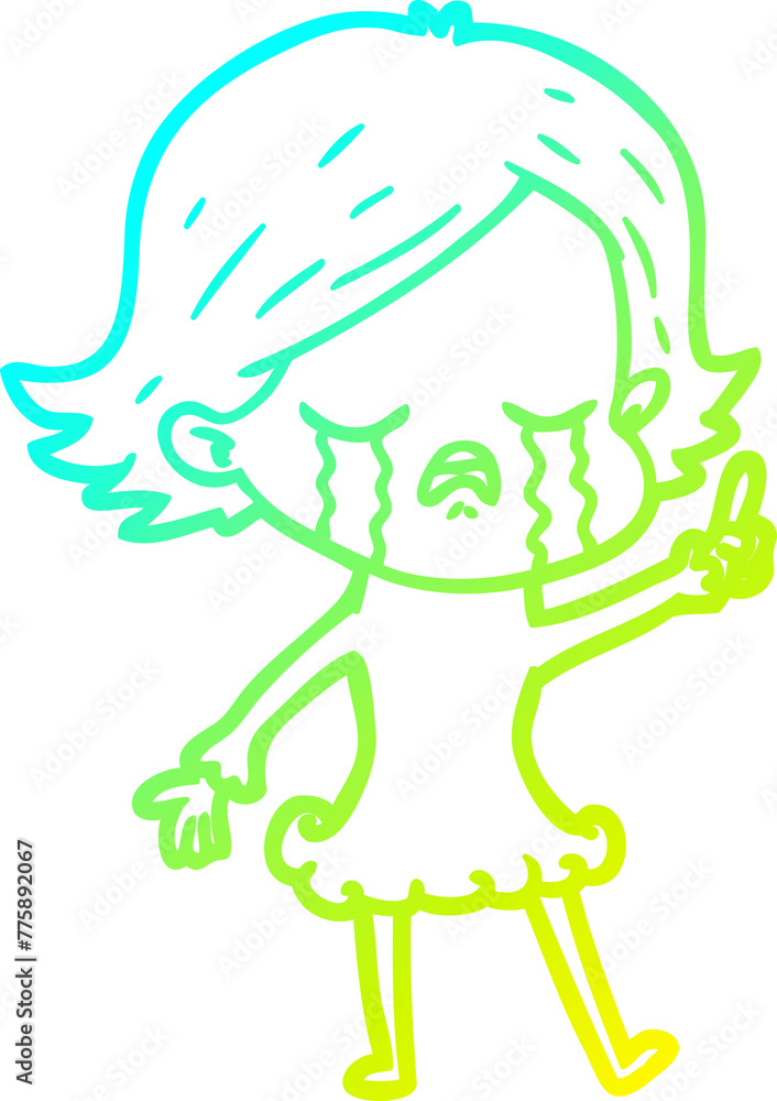 cold gradient line drawing of a cartoon girl crying cold gradient line drawing of a cartoon girl crying