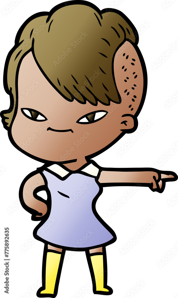 cute cartoon girl with hipster haircut cute cartoon girl with hipster haircut