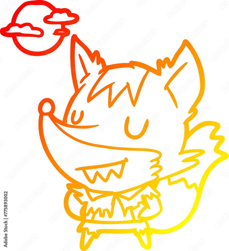warm gradient line drawing of a halloween werewolf warm gradient line drawing of a halloween werewolf