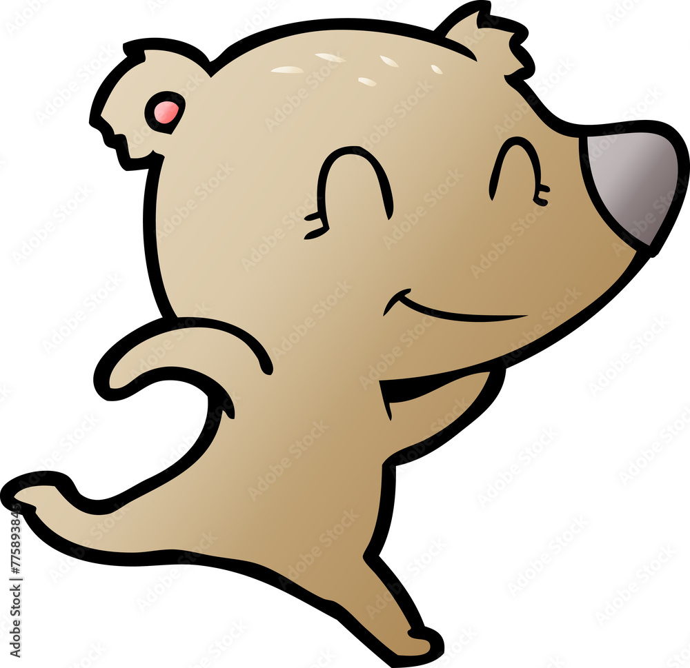 Obraz premium friendly bear running cartoon