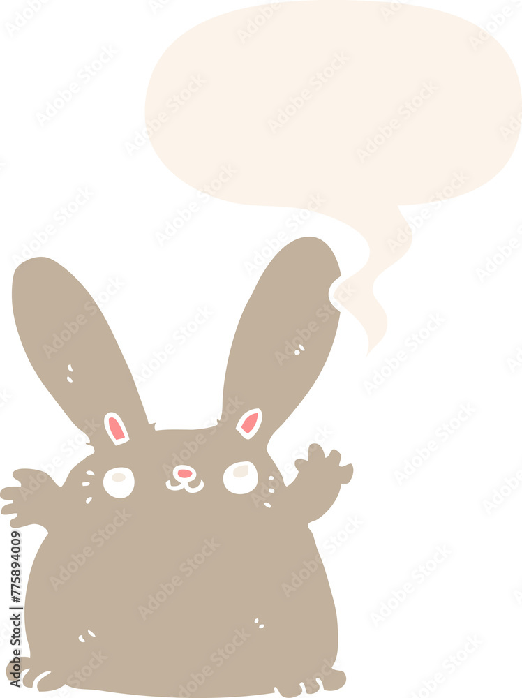 cartoon rabbit with speech bubble in retro style cartoon rabbit with speech bubble in retro style