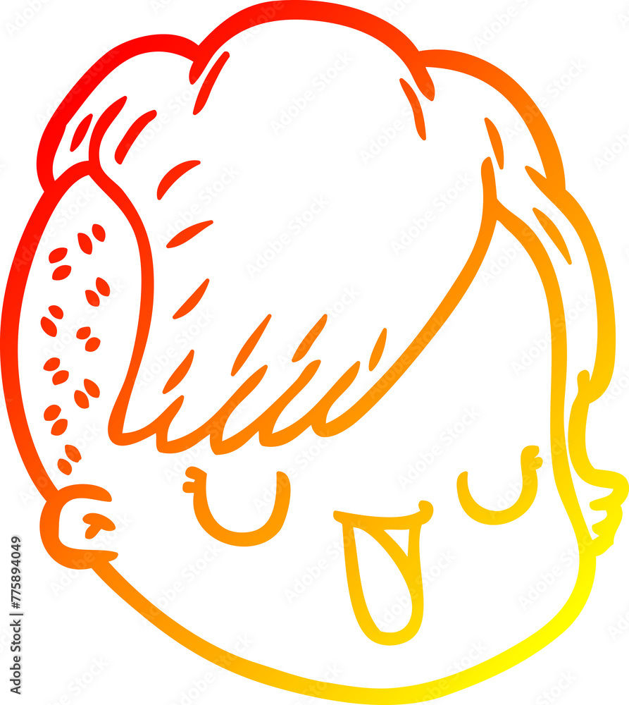 warm gradient line drawing of a cartoon female face warm gradient line drawing of a cartoon female face