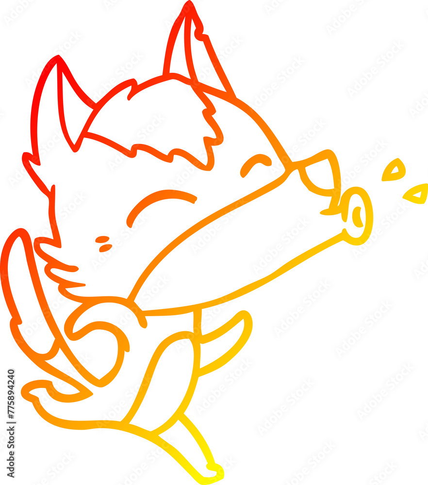warm gradient line drawing of a howling wolf cartoon warm gradient line drawing of a howling wolf cartoon