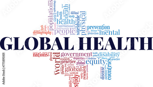 Global Health word cloud conceptual design isolated on white background.