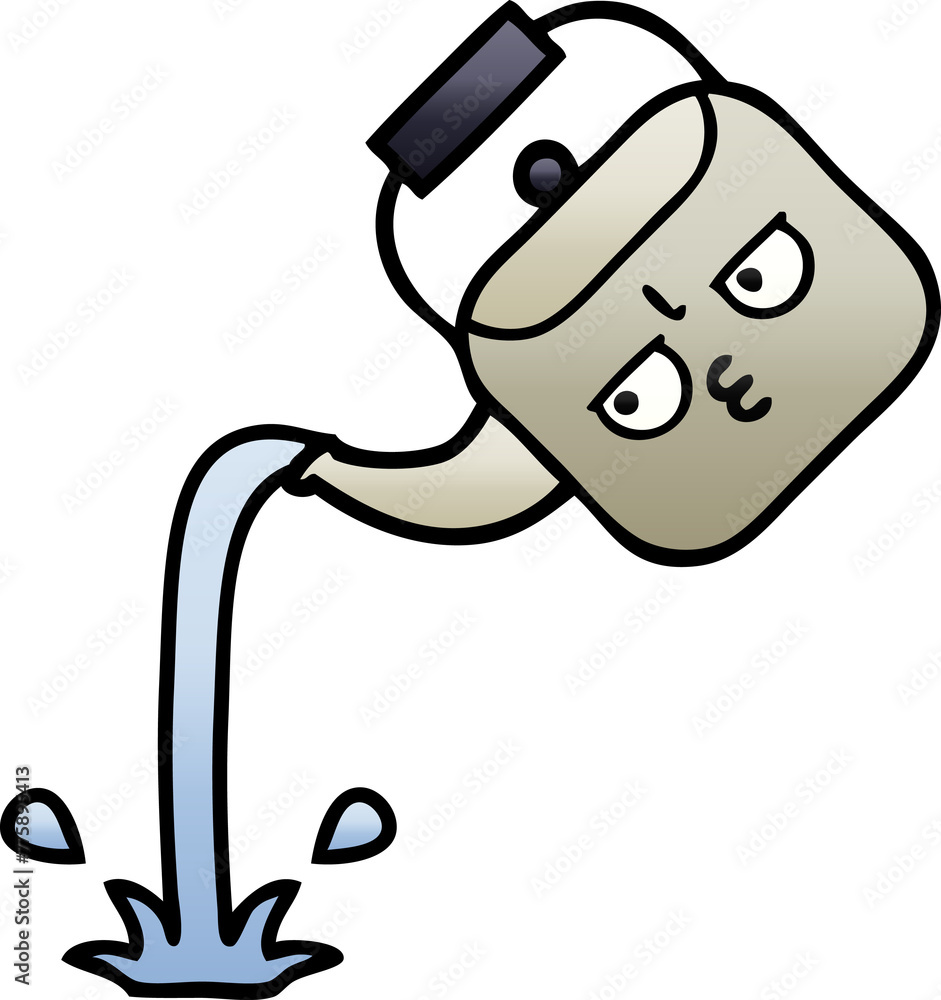 gradient shaded cartoon of a pouring kettle gradient shaded cartoon of a pouring kettle