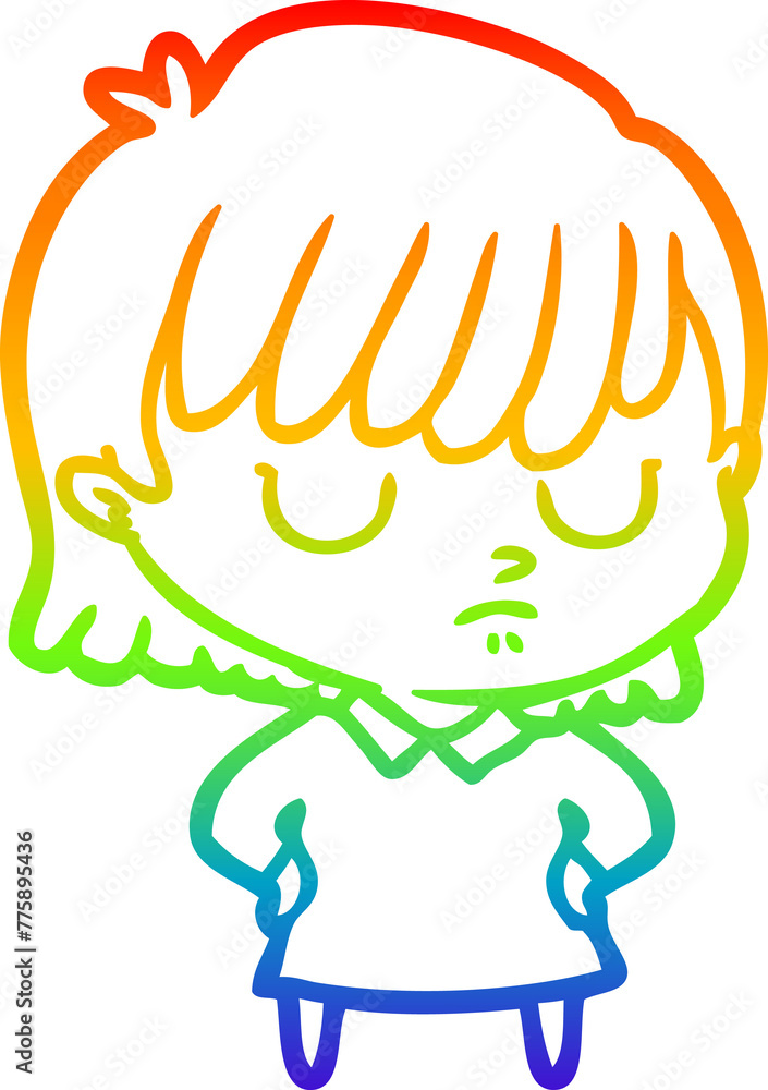 rainbow gradient line drawing of a cartoon woman rainbow gradient line drawing of a cartoon woman