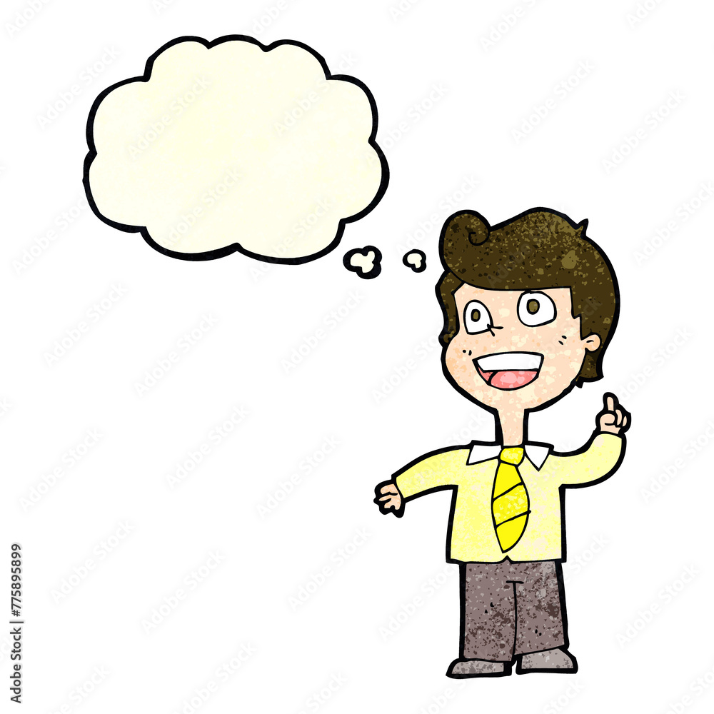 cartoon school boy raising hand with thought bubble cartoon school boy raising hand with thought bubble