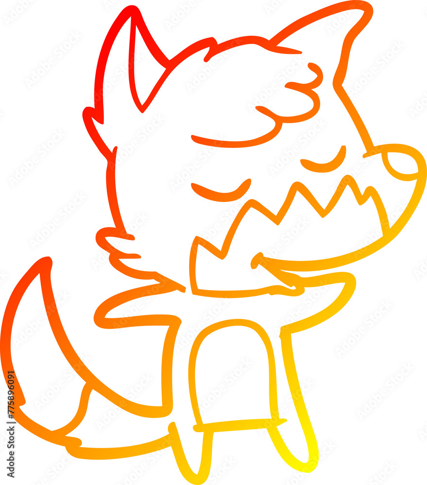 warm gradient line drawing of a friendly cartoon fox warm gradient line drawing of a friendly cartoon fox