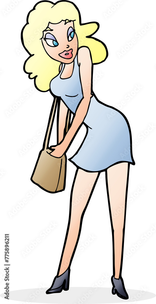 cartoon woman looking in handbag cartoon woman looking in handbag