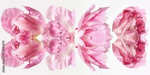 Close up of pink flowers on white surface. Perfect for floral backgrounds © Fotograf