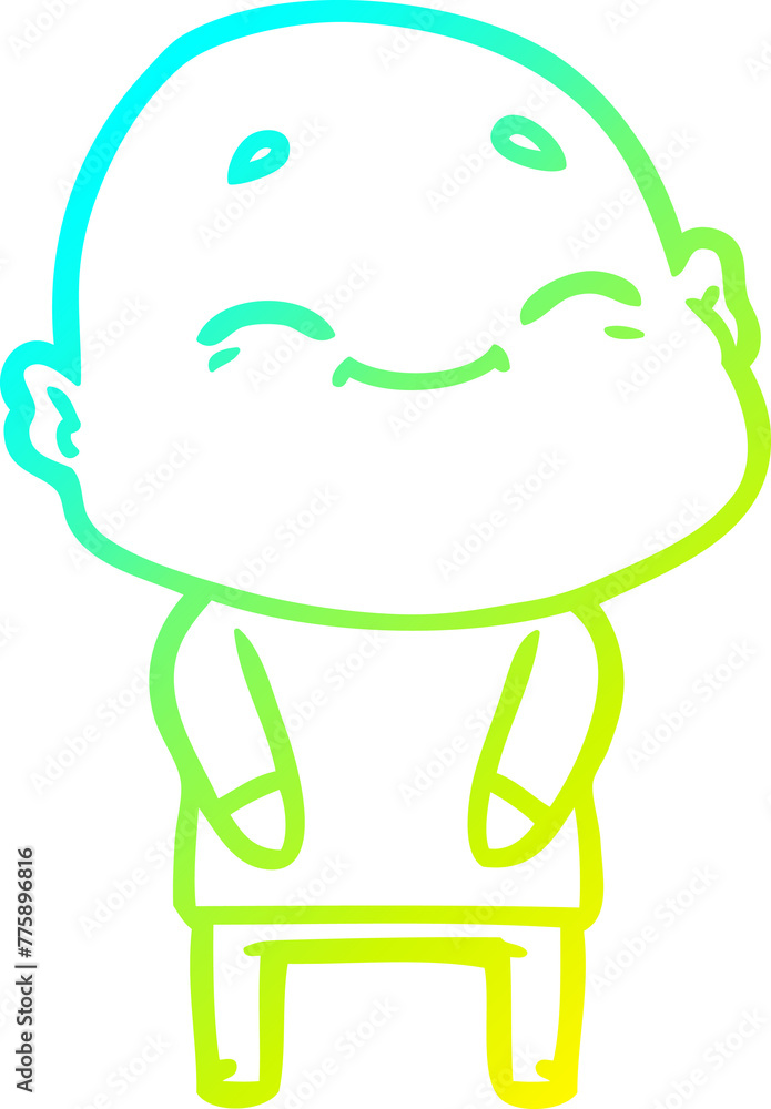cold gradient line drawing of a happy cartoon bald man cold gradient line drawing of a happy cartoon bald man