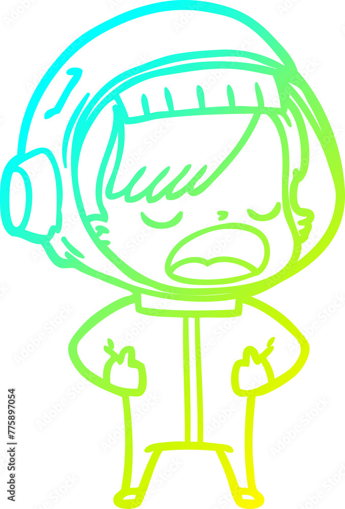 cold gradient line drawing of a cartoon astronaut woman explaining cold gradient line drawing of a cartoon astronaut woman explaining