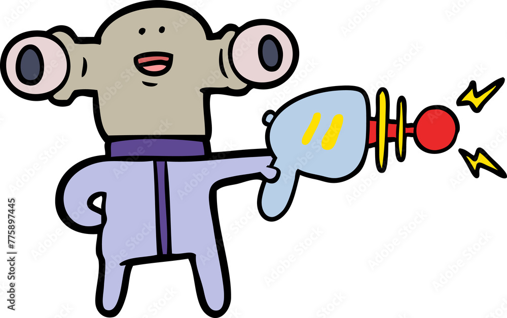 friendly cartoon alien with ray gun friendly cartoon alien with ray gun